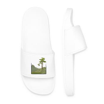Tree on hill with canvas structure, public domain - Men’s Pool Sliders - white - Front