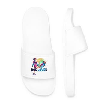 Vibrant Dog Lover Fitness Design - Men’s Pool Sliders - white - Front
