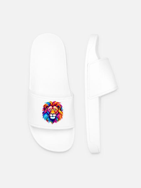 Colorful Lion - Men’s Pool Sliders - white