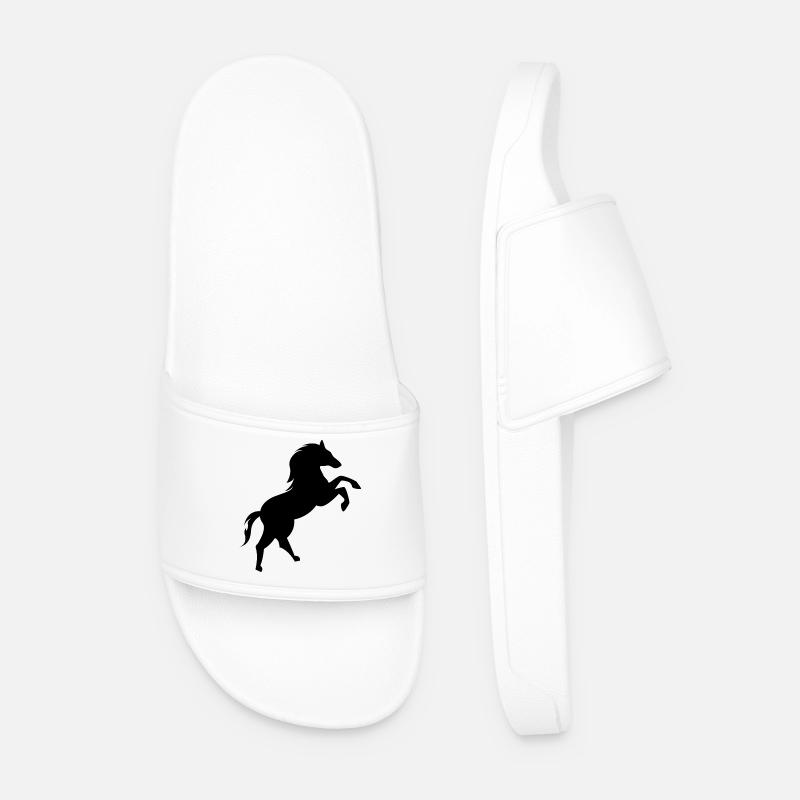 Pferd Logo Galopp Symbol Tiere Illustration icon - Männer Badelatschen - Weiß