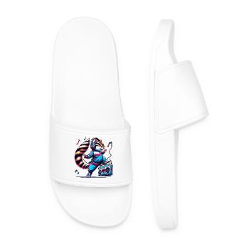 Cheerful chipmunk with headphones - Men’s Pool Sliders - white - Front