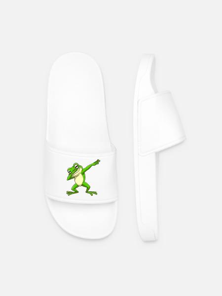 Cool Frog Dabbing Pose Trendy - Men’s Pool Sliders - white