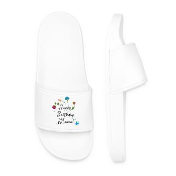 Happy Birthday Mom - Men’s Pool Sliders - white - Front