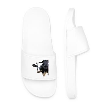 funny cow cow head gift farmers farmers - Men’s Pool Sliders - white - Front