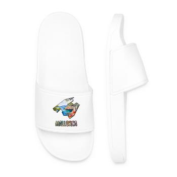 Watercolor Map of Mallorca - Men’s Pool Sliders - white - Front