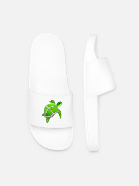 Turtle with shield - funny animal - Men’s Pool Sliders - white