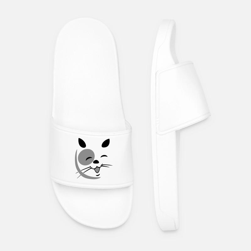 Katzengesicht - Männer Badelatschen - Weiß