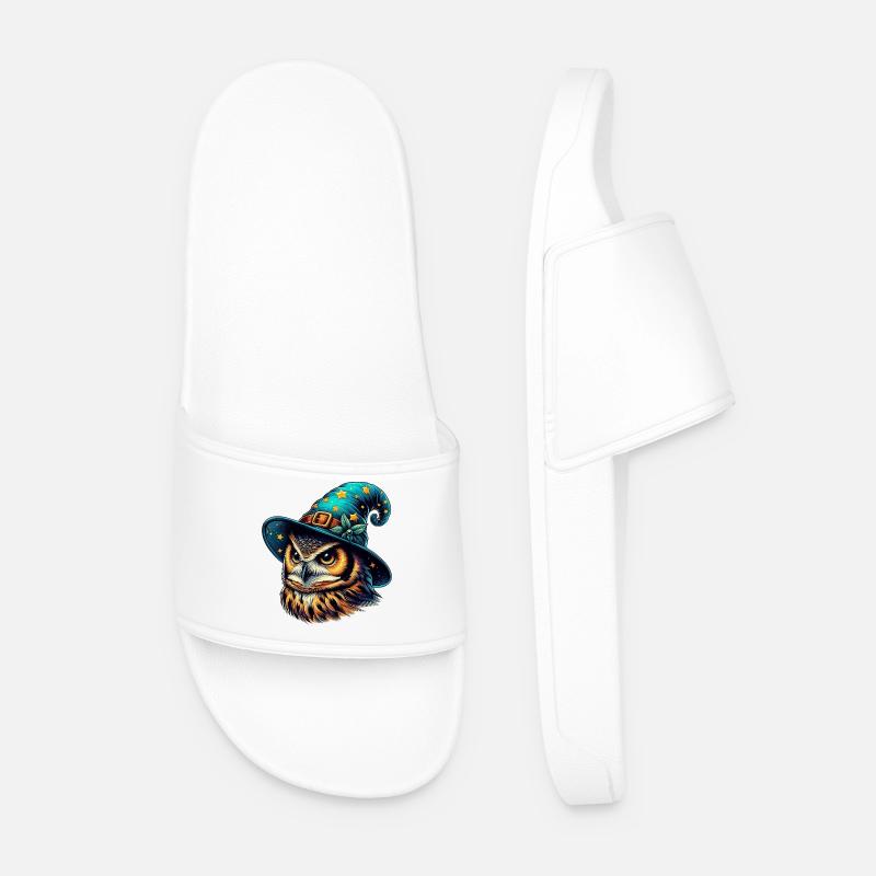 Wizard Owl - Men’s Pool Sliders - white