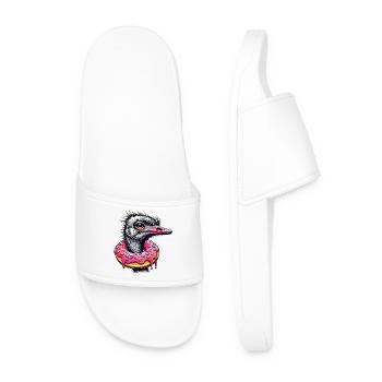 drôle de festin pour les yeux - Oiseau autruche avec beignet - Claquettes Homme - blanc - Devant