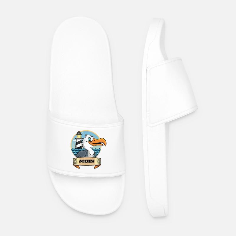 Moin -Möve with lighthouse - Men’s Pool Sliders - white