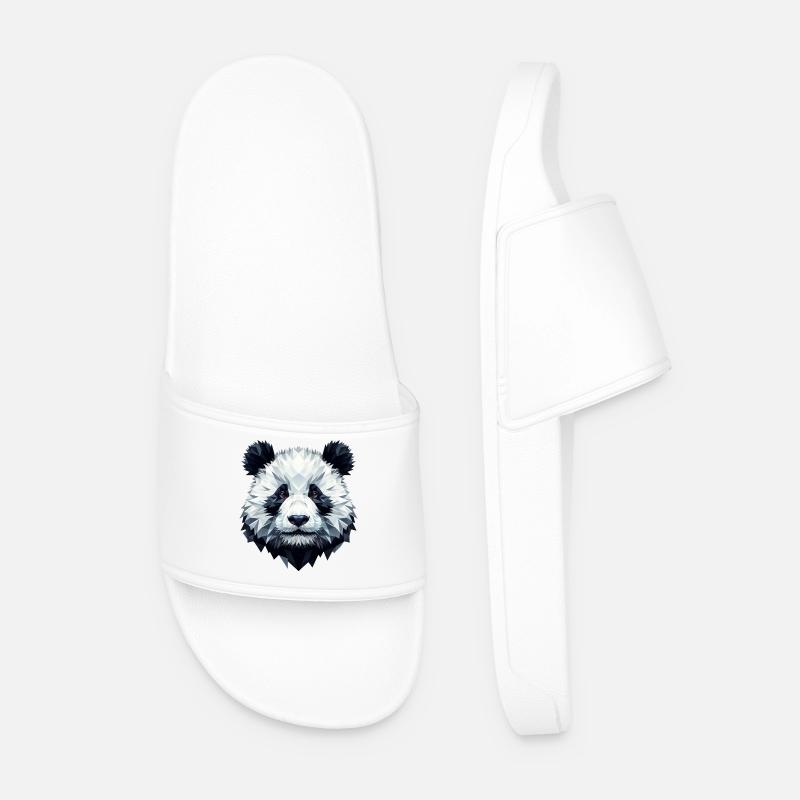 Panda Gesicht Polygon Kunst Geometrie - Männer Badelatschen - Weiß