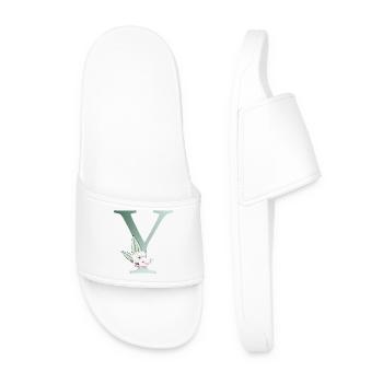 Y Monogram, Floral, Personnalisable - Claquettes Homme - blanc - Devant