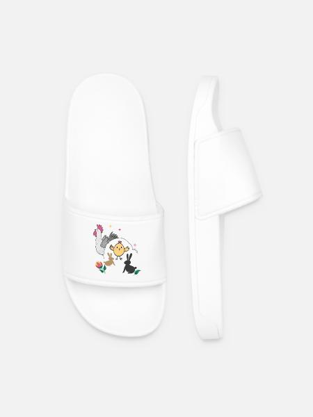 Easter with chicks and bunnies - Men’s Pool Sliders - white