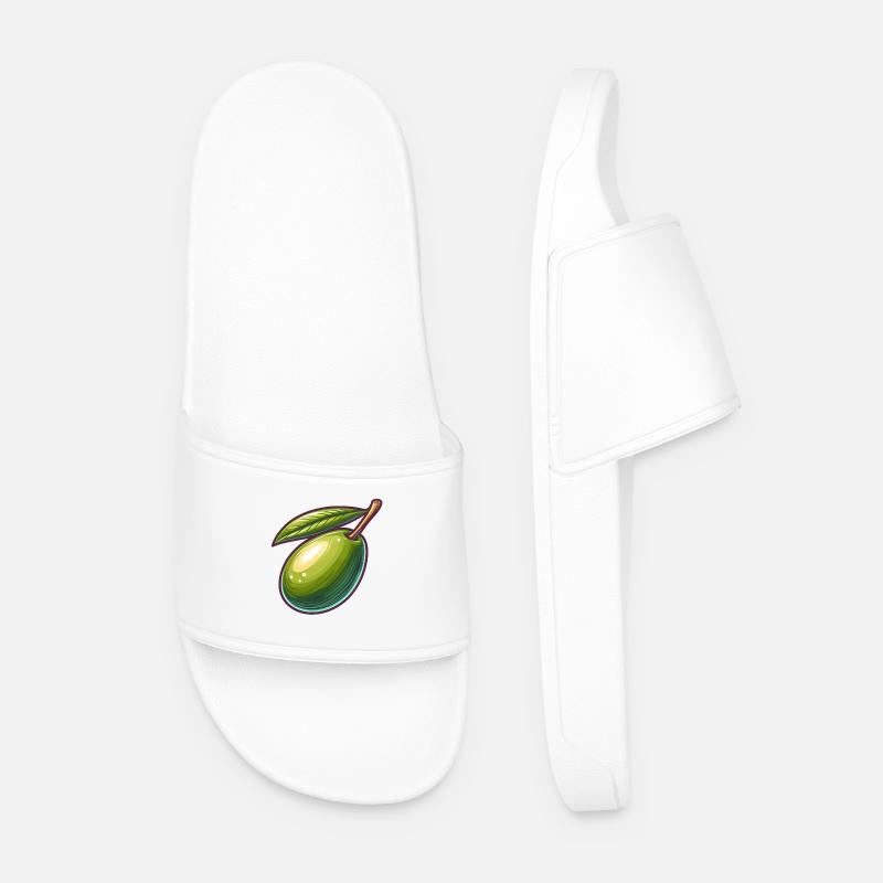 Olivenillustration detailliert - Männer Badelatschen - Weiß