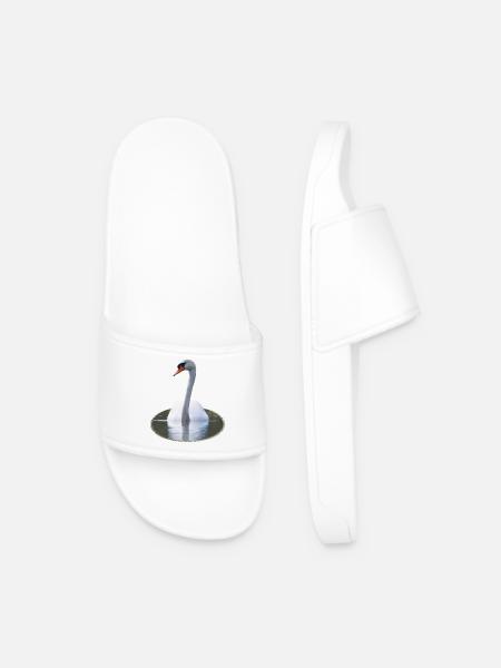 Elegant swan on calm water - Men’s Pool Sliders - white