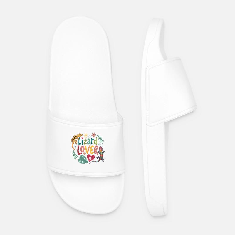 Lizard Lover Illustration - Men’s Pool Sliders - white