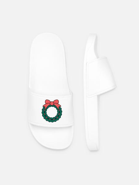 Wreath for Christmas - Men’s Pool Sliders - white