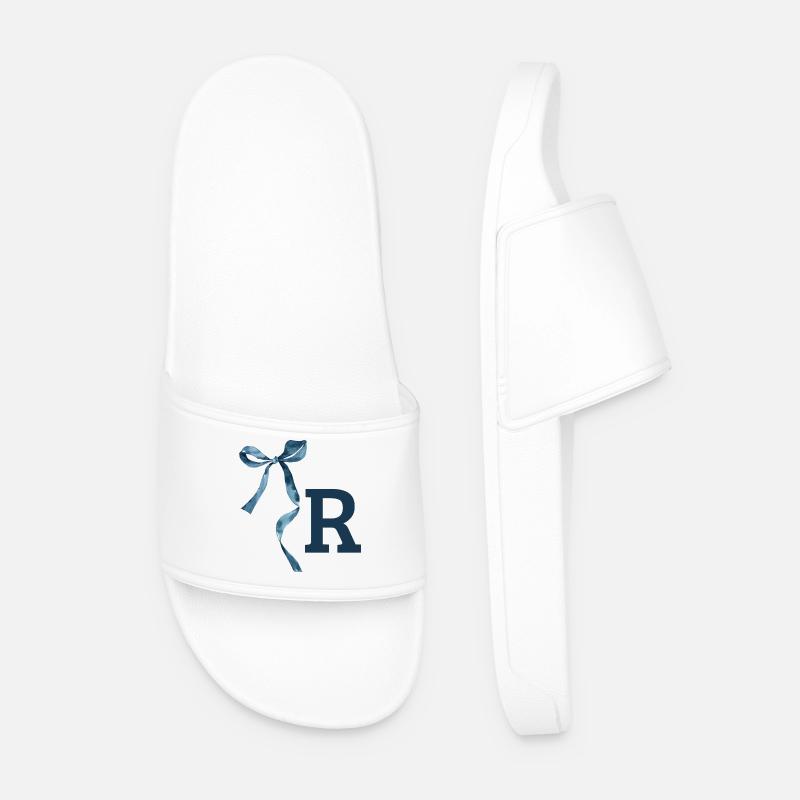 Monogramm r Geschenkidee - Männer Badelatschen - Weiß