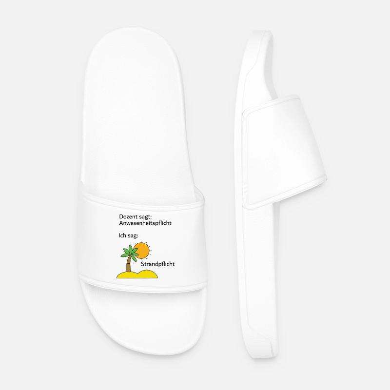 University Saying "Beach Duty" Gift, Students - Men’s Pool Sliders - white