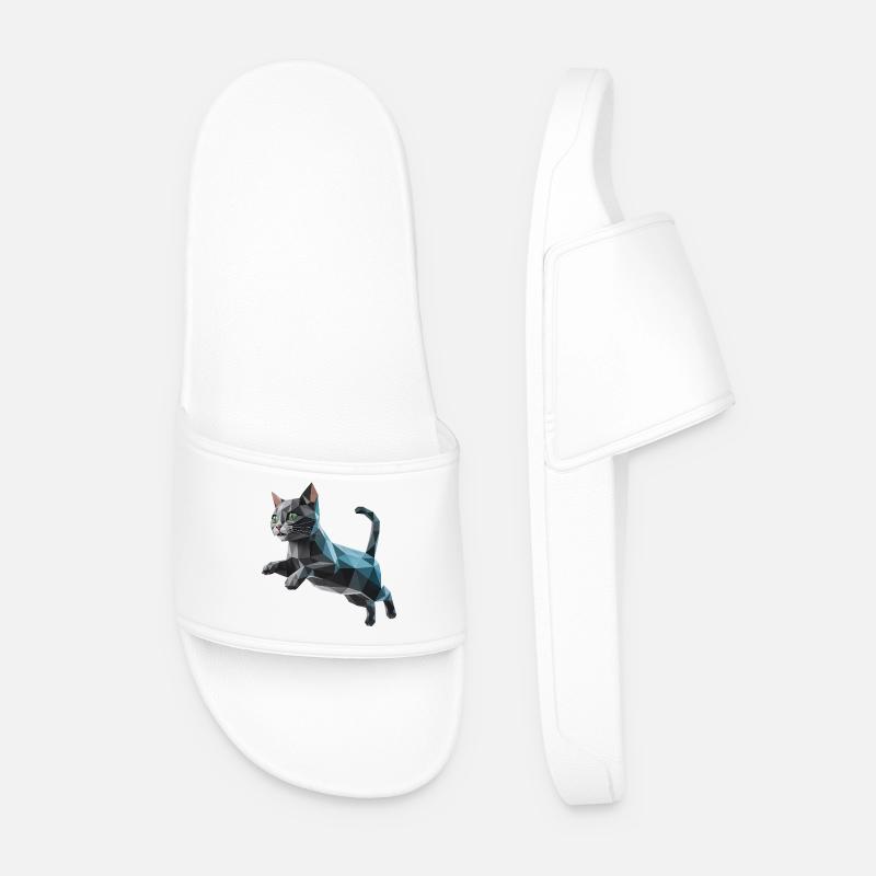 Kätzchen - Cooles Low-Poly-Logo - Männer Badelatschen - Weiß