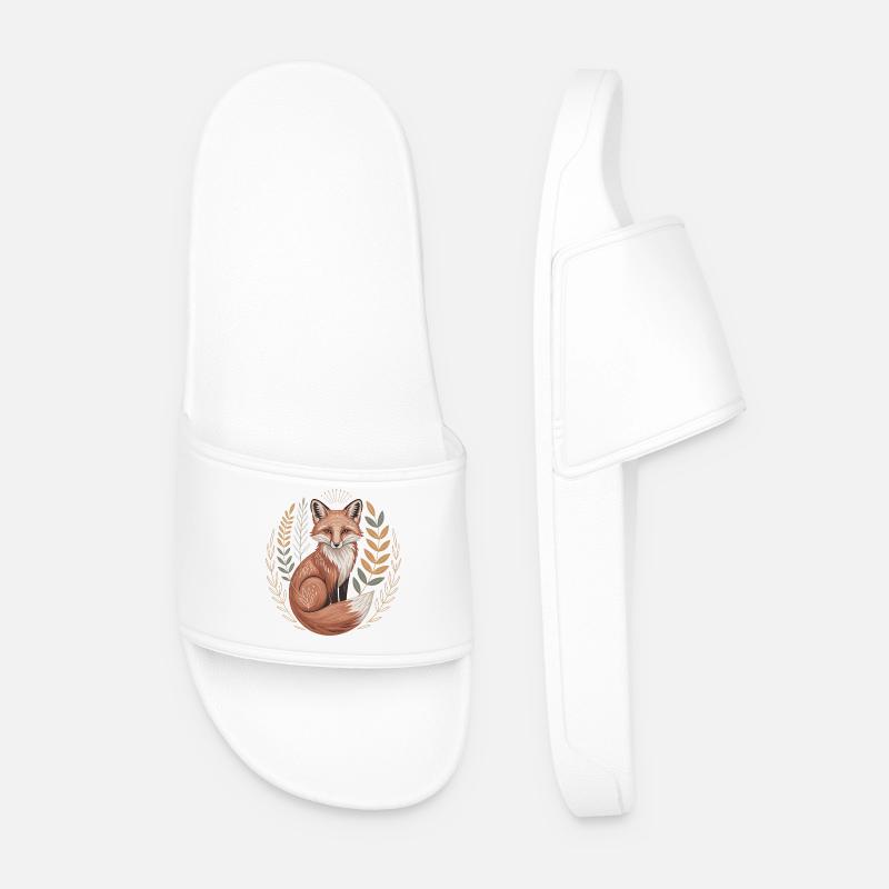 Boho Fox - Men’s Pool Sliders - white