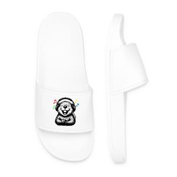 Happy Beaver avec casque Biber DJ Design - Claquettes Homme - blanc - Devant