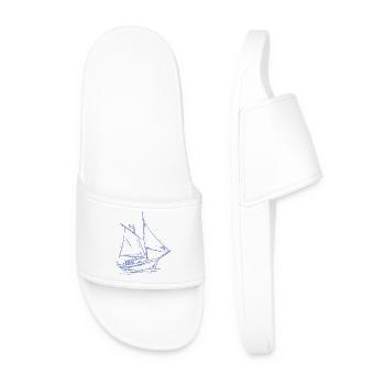 Minimalist Sailboat Sailing Sea Sailor - Men’s Pool Sliders - white - Front