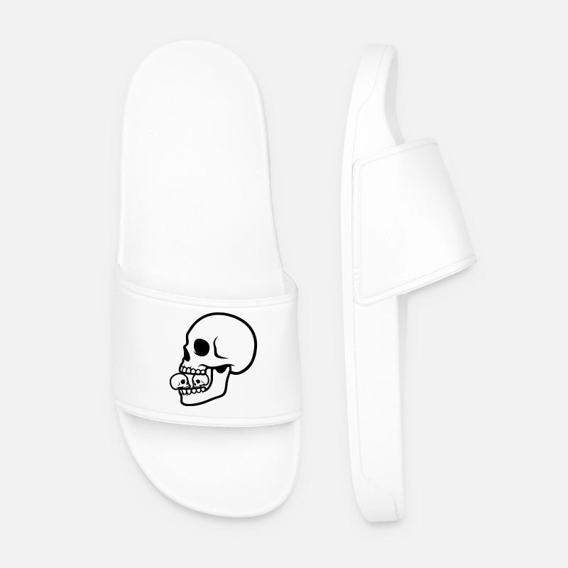 Macabre Skull | Horror Design - Men’s Pool Sliders - white