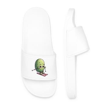 Skiender Kaktus Kawaii Winter Humor - Men’s Pool Sliders - white - Front
