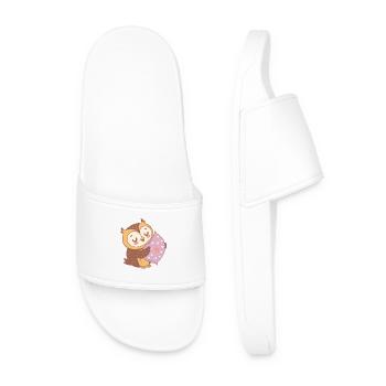 Hibou Doux Étreinte Cœur - Claquettes Homme - blanc - Devant
