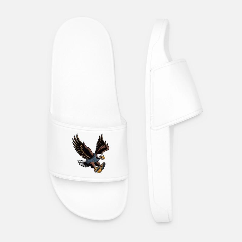 Majestic Eagle Mascot in Armor - Men’s Pool Sliders - white