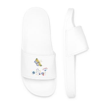 Butterfly Flower Mosaic - Men’s Pool Sliders - white - Front