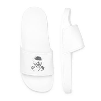 Charles Bukowski quote on people - Men’s Pool Sliders - white - Front
