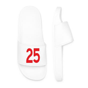 Red 25 in clear typography - Men’s Pool Sliders - white - Front