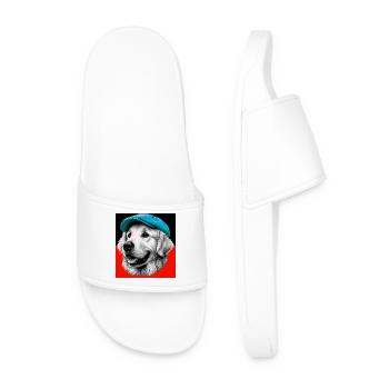 Golden Retriever Dog - Men’s Pool Sliders - white - Front