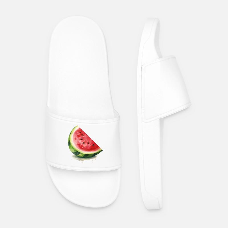 Aquarell-Wassermelone Scheibe - Männer Badelatschen - Weiß
