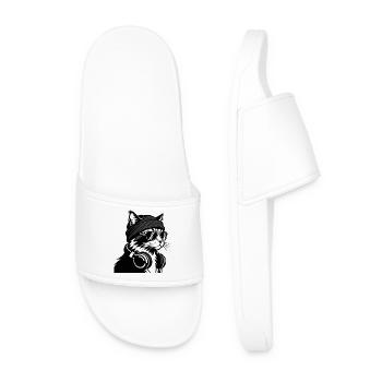 Cat DJ Cosy Black Knit - Men’s Pool Sliders - white - Front