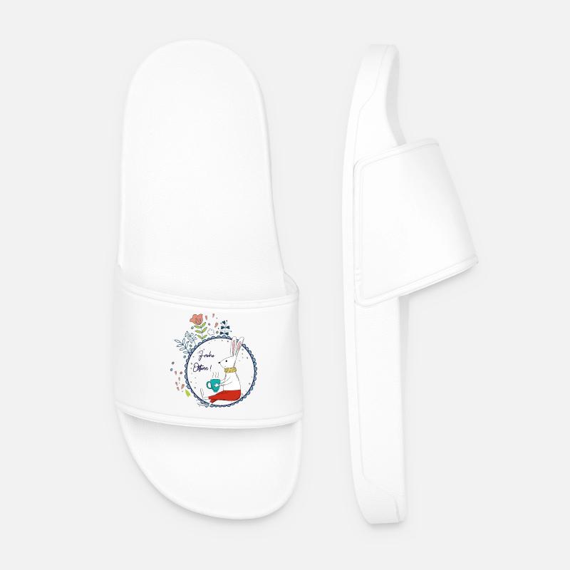 Easter bunny with tea cup - Men’s Pool Sliders - white