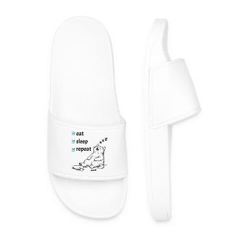 Eat Sleep Repeat – Cute Cat Life Checklist - Men’s Pool Sliders - white - Front