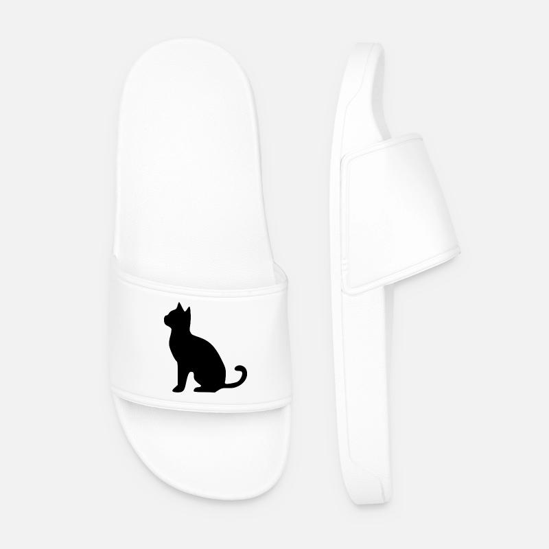 schwarze_Katzen_Kaetzchen_Silhouette_schwarz - Männer Badelatschen - Weiß