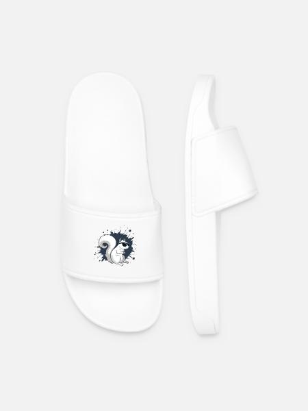 Chic White Squirrel with Black Glasses - Men’s Pool Sliders - white