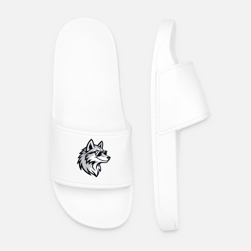 Grafischer Wolf mit Brille - Männer Badelatschen - Weiß
