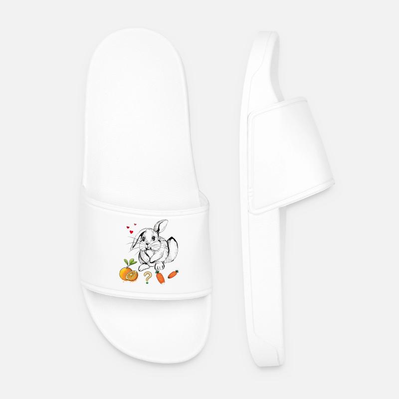 Rabbit with fruit and carrots - Men’s Pool Sliders - white