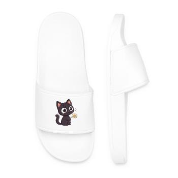Chat noir et marguerite - Claquettes Homme - blanc - Devant