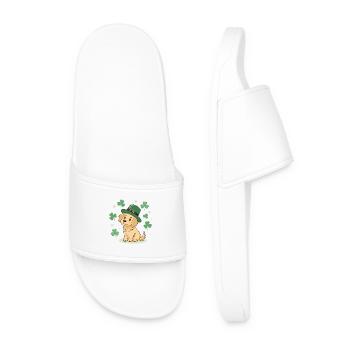Little Labrador Dog Leprechaun Clubs - Men’s Pool Sliders - white - Front