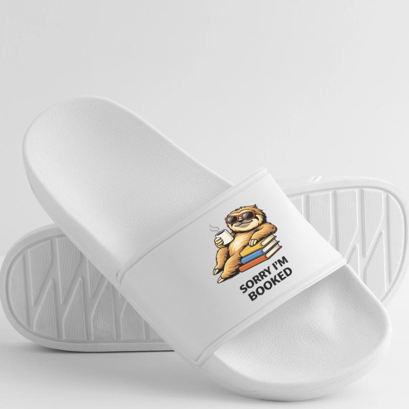 Cozy Sloth Reading Stack Men’s Pool Sliders