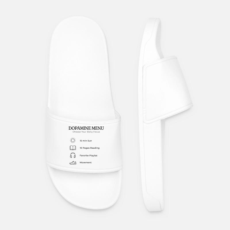 Dopamine Menu Backprint – Aesthetic Self Care - Männer Badelatschen - Weiß