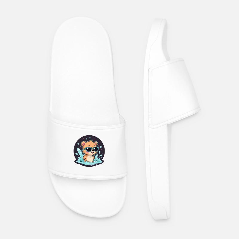 Schicker Surferbär mit blauer Brille - Männer Badelatschen - Weiß
