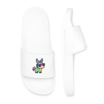 Colorful Donkey in Retro Glasses - Men’s Pool Sliders - white - Front