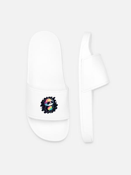 Panda Rainbow Galaxy Cool Glasses - Men’s Pool Sliders - white
